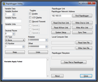 Figure 9: Rapidlogger Utility program