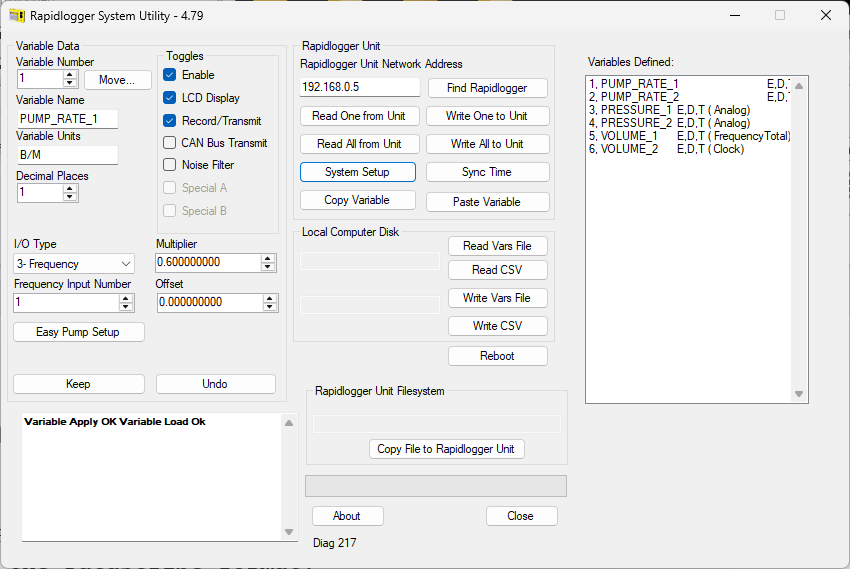 Rapidlogger System Utility